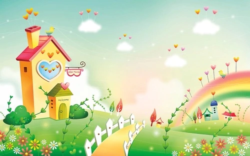 детские, сказочный домик, радуга, в детскую комнату, сказочные, с радугой