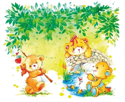 детские, мишки, в детскую комнату, сказочные обои, с мишками