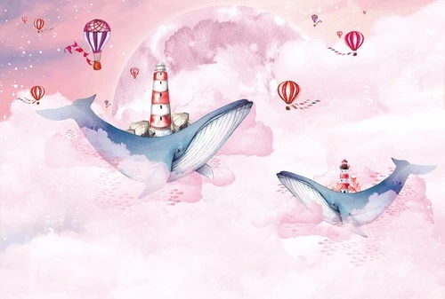 детские, в детскую комнату, кит, воздушный шар, с китами