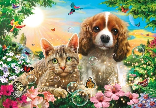 обои звери, обои со зверями, красивые обои зверей, в детскую комнату, обои с животными, кошка и собака, с кошками, с собаками, в детскую комнату, красивые обои с животными