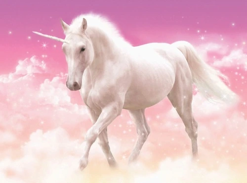 единорог, розовые, детские обои, в детскую комнату, сказочные обои с лошадями