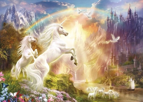 единороги, радуга, детские, в детскую комнату, лошади, красивые обои с единорогами