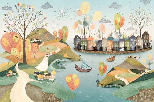 детские, в детскую комнату, детский городок, бирюзовые