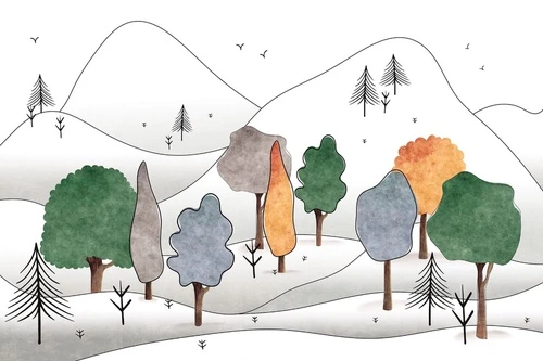 детские, в детскую комнату, детский городок, белые, деревья, детский рисунок