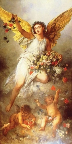 люди, картины, фрески с ангелами, белый ангел фреска, ангел, цветы