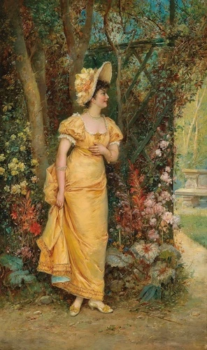 люди, картины, живопись, классика, салонная живопись, девушка, желтые, девушка в желтом