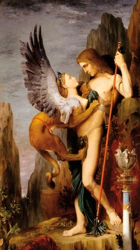 люди, картины, классика, живопись, мужчина и женщина, сфинкс, прометей