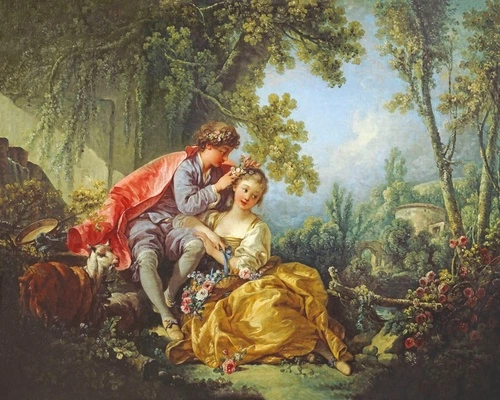 люди, картины, классика, живопись, мужчина и женщина, салонная живопись, зеленые, красные, желтые