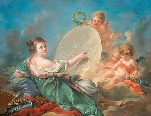 люди, картины, живопись, салонная живопись, девушка, с ангелами, рисунок, бирюзовые, зеленые