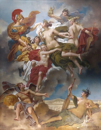 люди, живопись, картины, классика, девушка, обнаженные, воины, облака