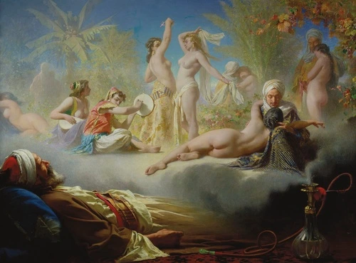 люди, картины, живопись, классика, обнаженные, девушка, мужчина и женщина, бело-голубые