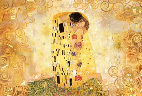 картины, живопись, климпт, поцелуй, широкая