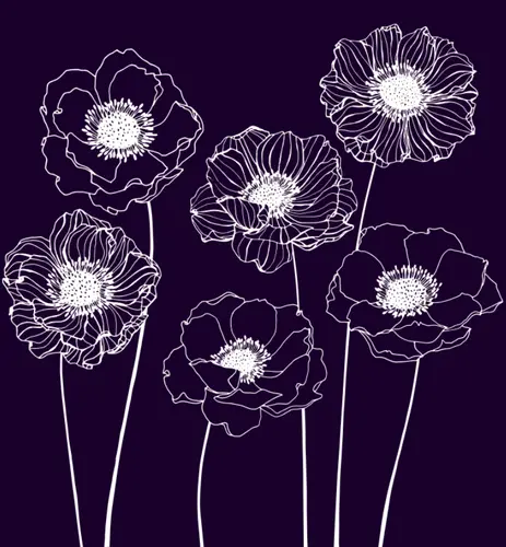 цветы, минимализм, синий