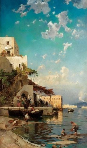 картины, живопись, живописная, европы, западной европы, берег, море