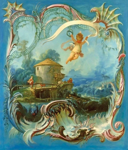 картины, с ангелом, синие