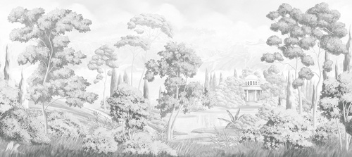 деревья, река, здание, облака, трава, кусты, светло-серые