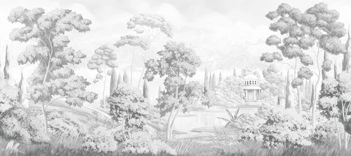 деревья, река, здание, облака, трава, кусты, светло-серые