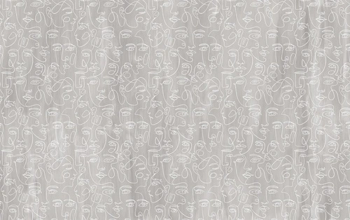 лица, абстракция, белые линии, контур, узор, серо-коричневые, глаза, люди, лица в профиль, фон с текстурой