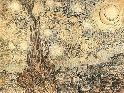 картины, живопись живописные, желтые, звезды