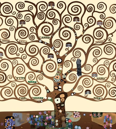 картины, живопись, дерево, климпт, графика, квадратные