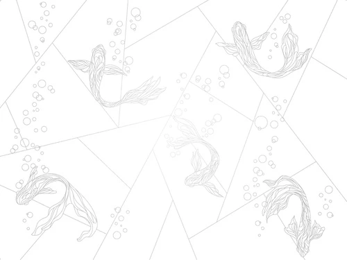 графика, серые, линии, рыбы