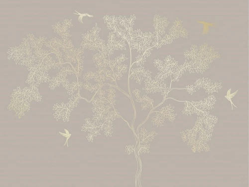 графика, золотые линии, обои с золотыми линиями, обои с золотым рисунком, дерево, бежевые, серые