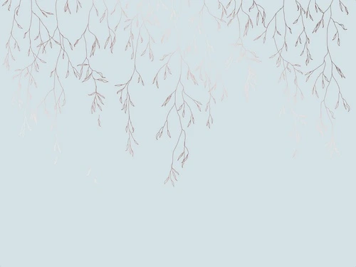 графика, линии, медные, голубая, ветки, листья