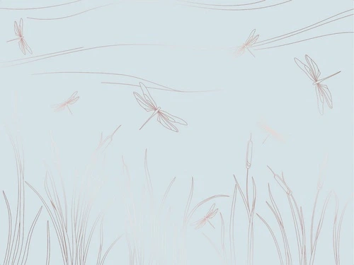 графика, линии, медные, голубая, трава, стрекоза