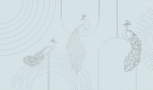графика, линии, с серебром, голубая, павлин