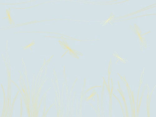 графика, золотые линии, с золотым рисунком, стрекоза, трава, голубая, стрекозы