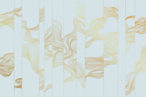 графика, золотые линии, обои с золотыми линиями, обои с золотом, с золотым рисунком, голубая, волны