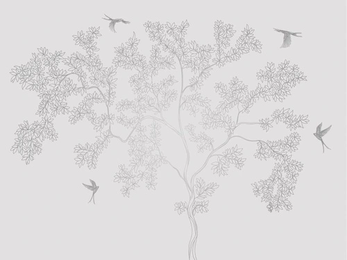 графика, линии, светлая, серая, с серебром, обои светлые с серебром, дерево, листья