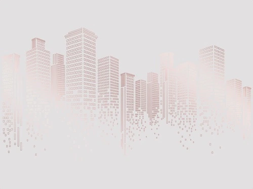 графика, медные обои, город, мегаполис