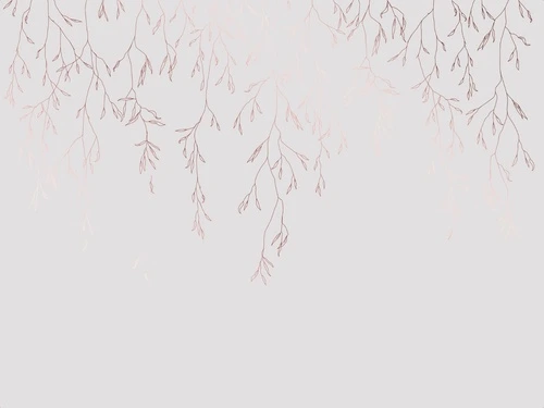 графика, медные обои, ветки, листья