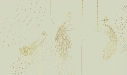 графика, золотые линии, обои с золотыми линиями, обои с золотым рисунком, зеленая, павлин