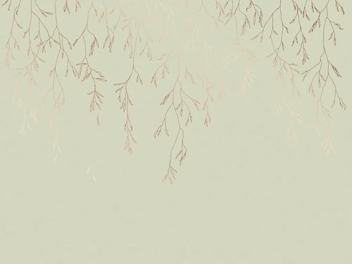 графика, линии, медные, зеленая, ветки, листья