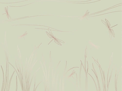 графика, линии, медные, стрекозы, зеленая, трава, стрекоза