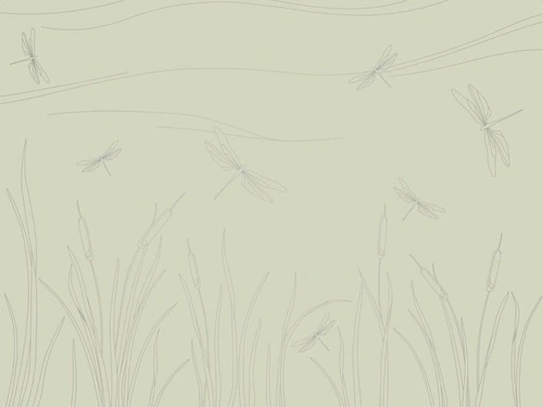 графика, с серебром, зеленая, трава, стрекоза