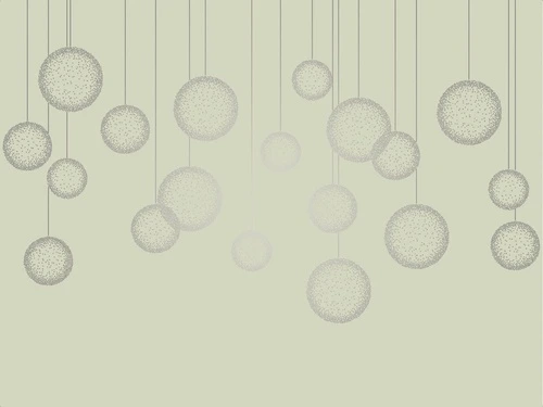 графика, линии, с серебром, зеленая, шары, круги, вертикальные линии