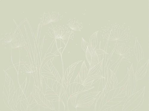 графика, линии, с серебром, зеленая, трава, листья