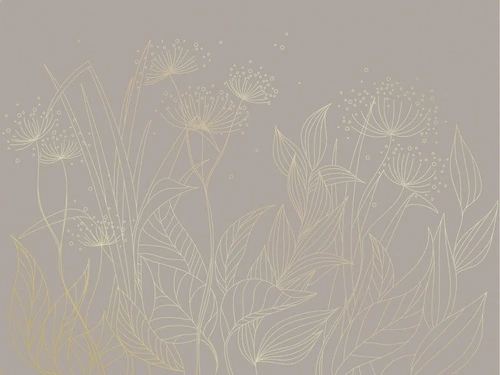 графика, золотые линии, трава, золотые листья, листья, бежевые, коричневые