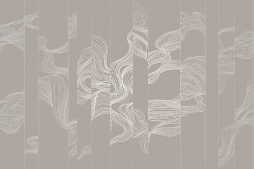 графика, волны, линии, с серебром, бежевые, коричневые, обои с серебром, обои с серебром для стен, вертикальные