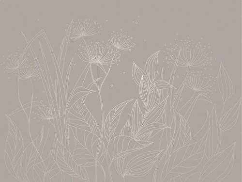 графика, линии, с серебром, трава, листья, бежевые, коричневые