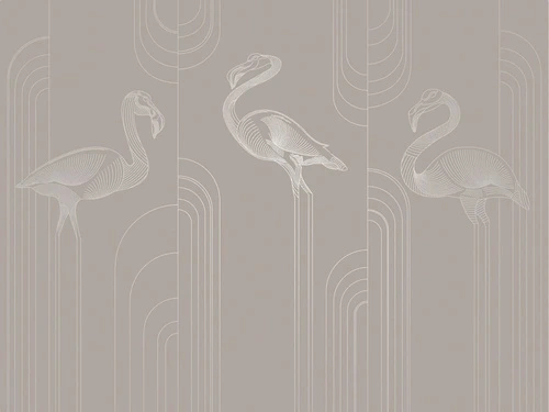 графика, линии, с серебром, фламинго, бежевые, коричневые