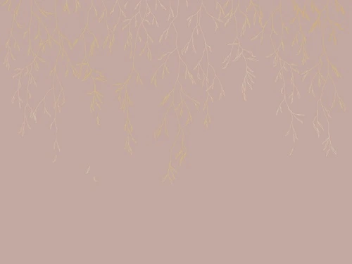 графика, золотые линии, обои с золотыми линиями, обои с золотым рисунком, розовая, ветки, листья
