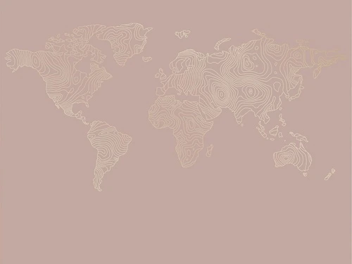 графика, розовая, золотые линии, карта мира, карта, в офис, в кабинет