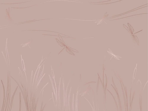 графика, стрекозы, медные обои, розовая, трава, стрекоза