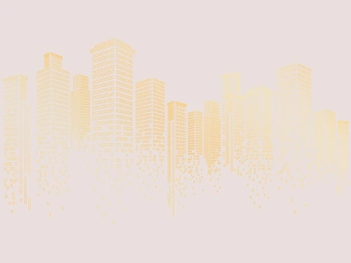 графика, розовая, светлая, золотые линии, город, мегаполис