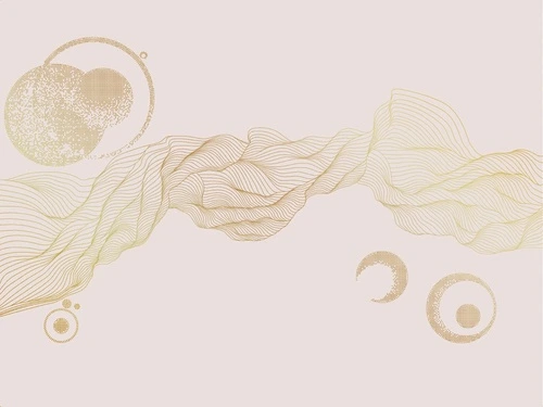 графика, розовая, светлая, золотые линии, вуаль, шары