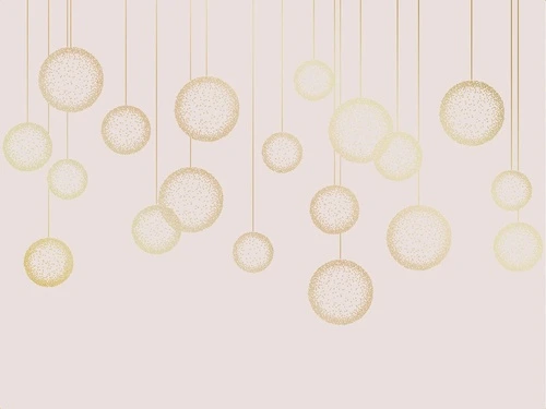 графика, розовая, светлая, золотые линии, вертикальные линии, шары